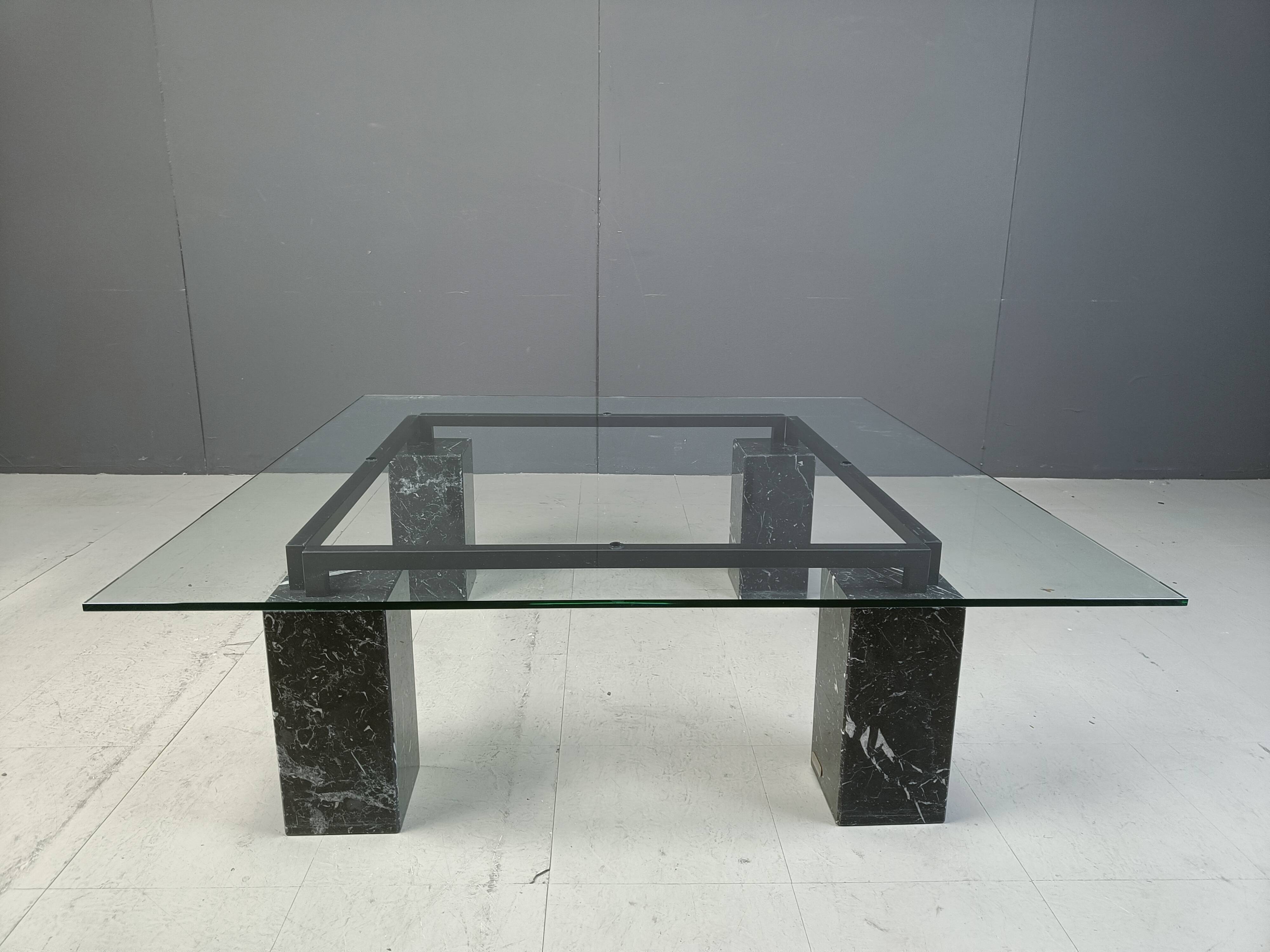 Vintage black marble coffee table by Artedi, 1970s