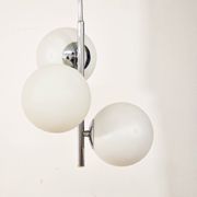 Chrome vintage chandelier with globes – 1970s modernist design