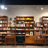 Danish large modular teak shelving unit bookcase, 70s