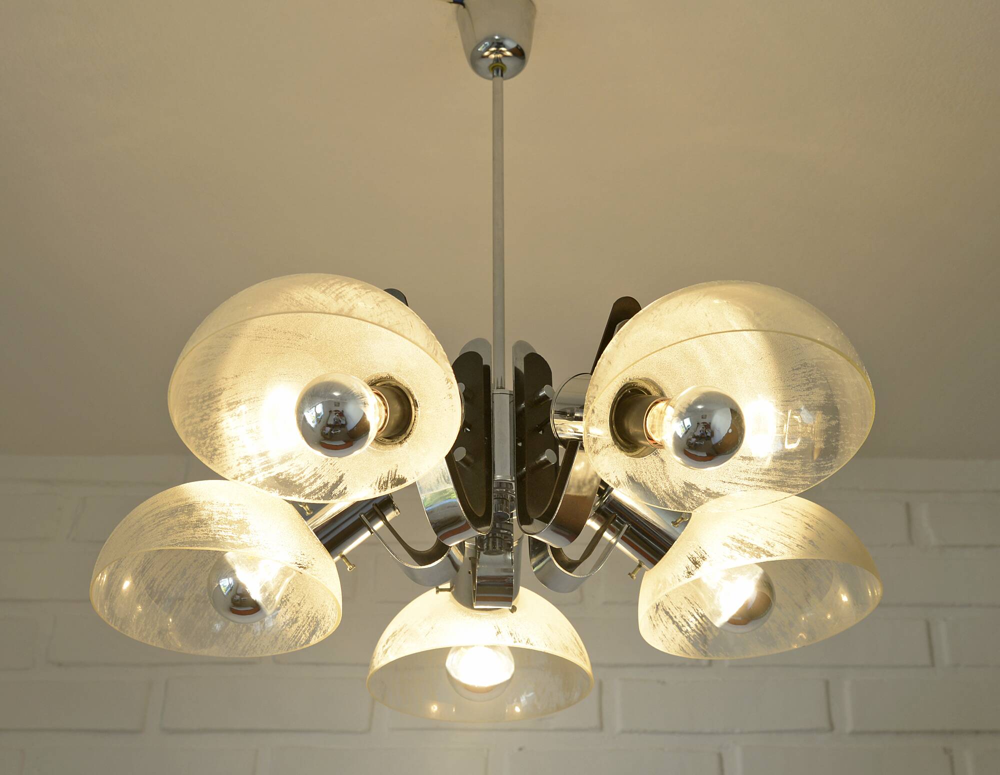 Vintage Mid Century Modern Sputnik Brutalist light Fixture Hanging Lamp