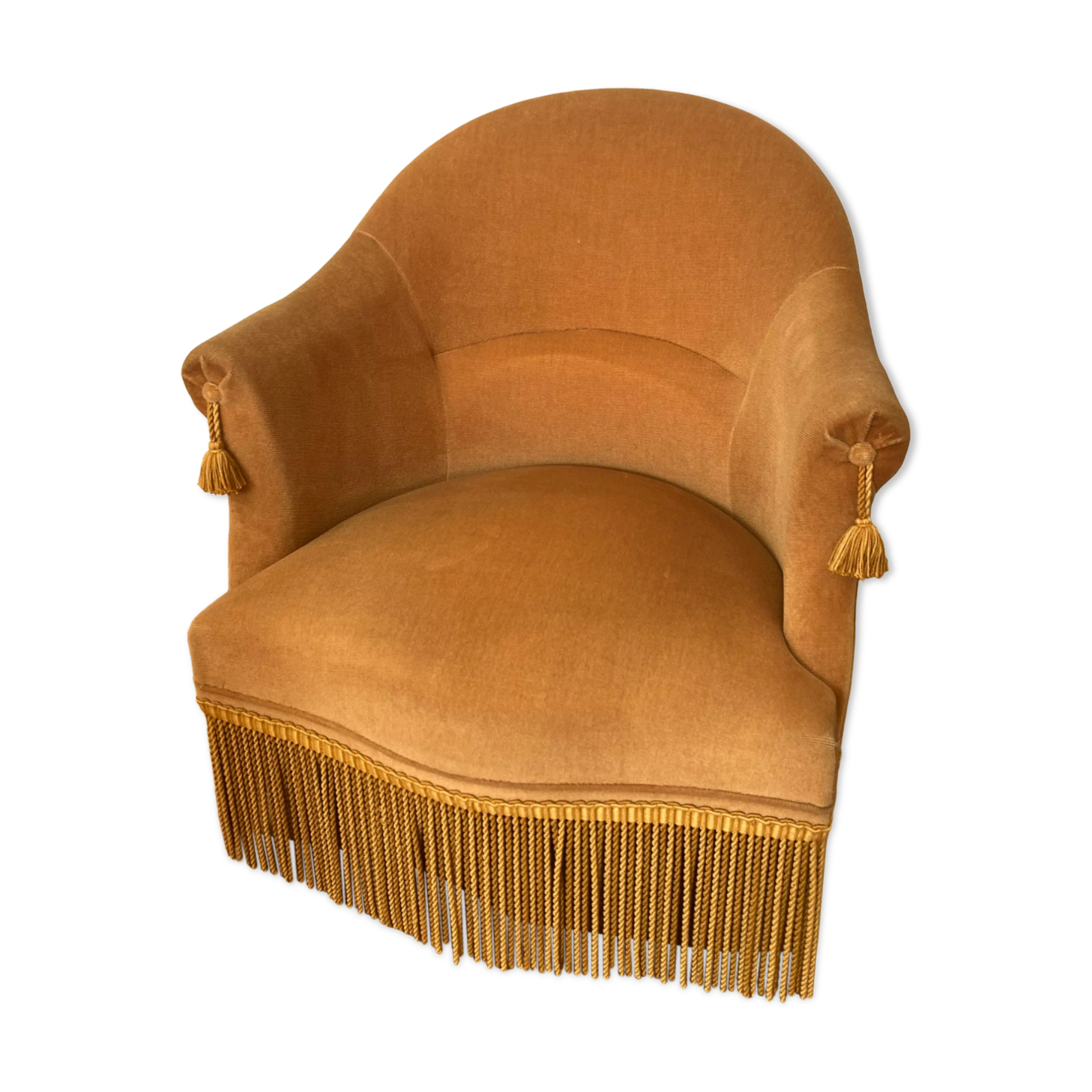 Mustard velvet toad armchair