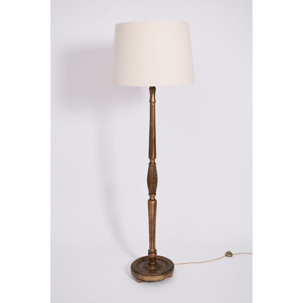 Gilded Turned Wood Floor Lamp 1930s, Antique Wood Floor Lamp With Table