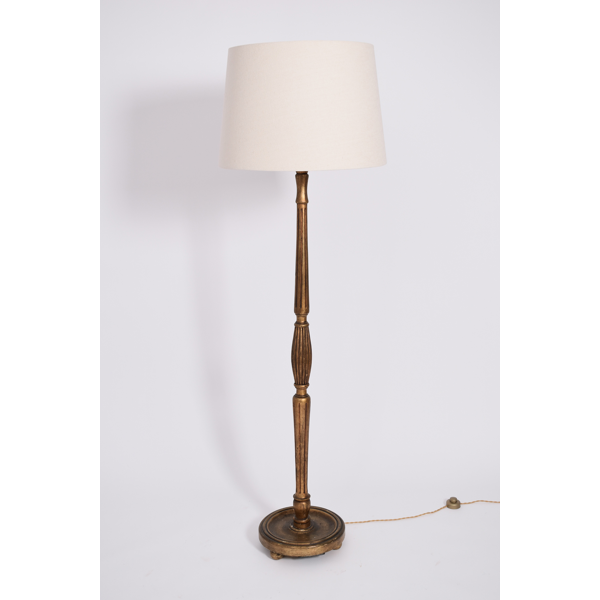 Gilded Turned Wood Floor Lamp 1930s Selency Gilded Turned Wood Floor Lamp 1930s, Antique Wood Floor Lamp With Table