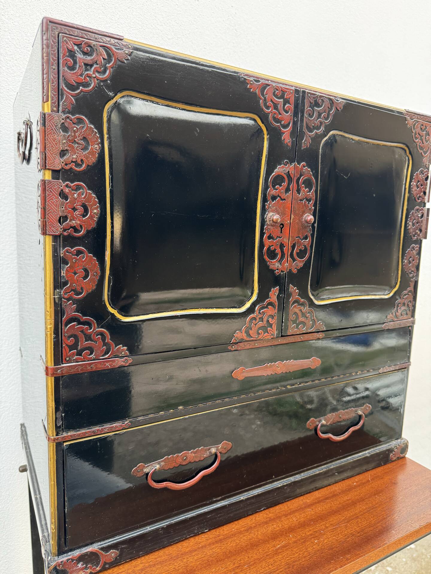 Japanese lacquered tansu from the early 20th century.