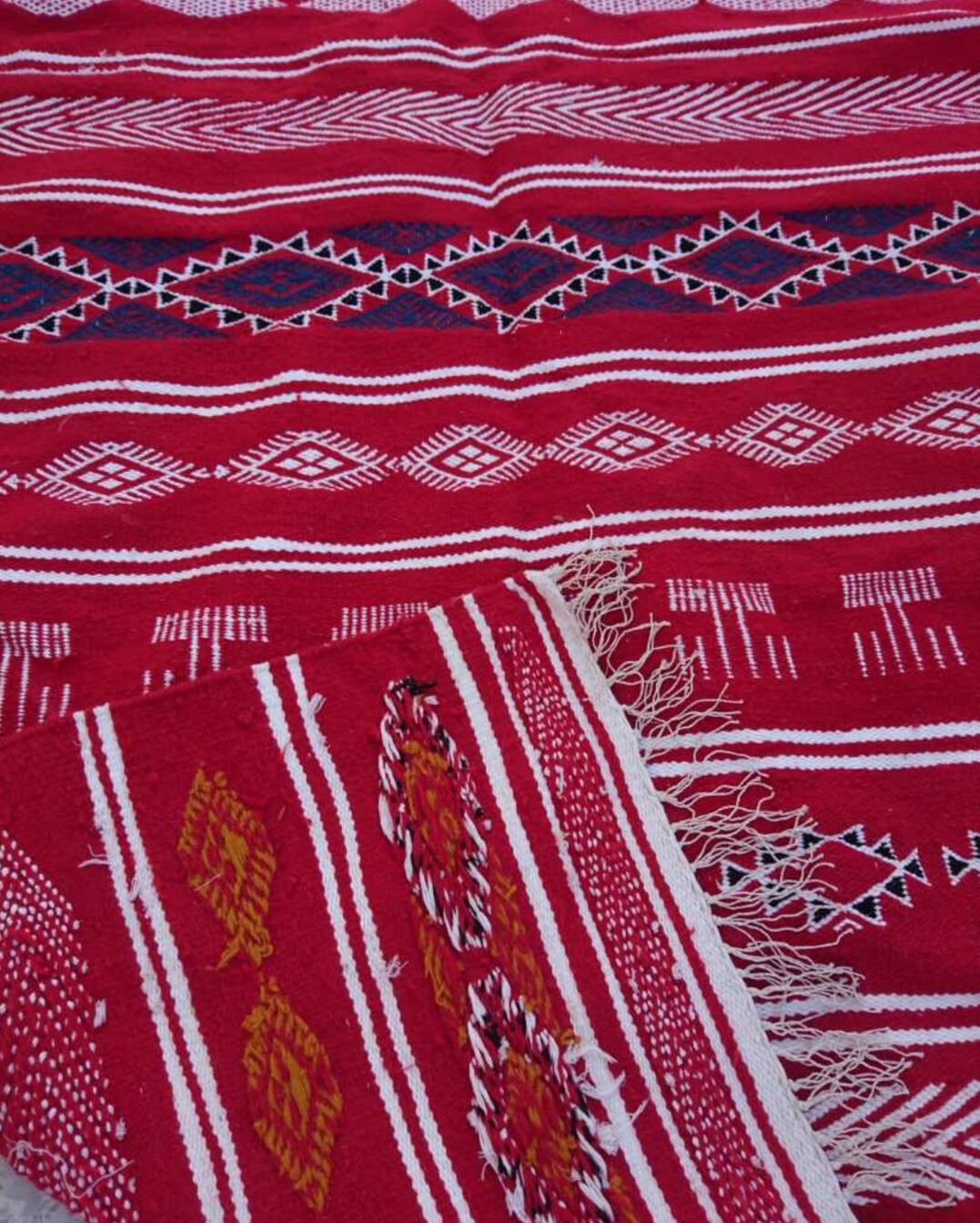 Red corridor handmade carpet large 280x125cm