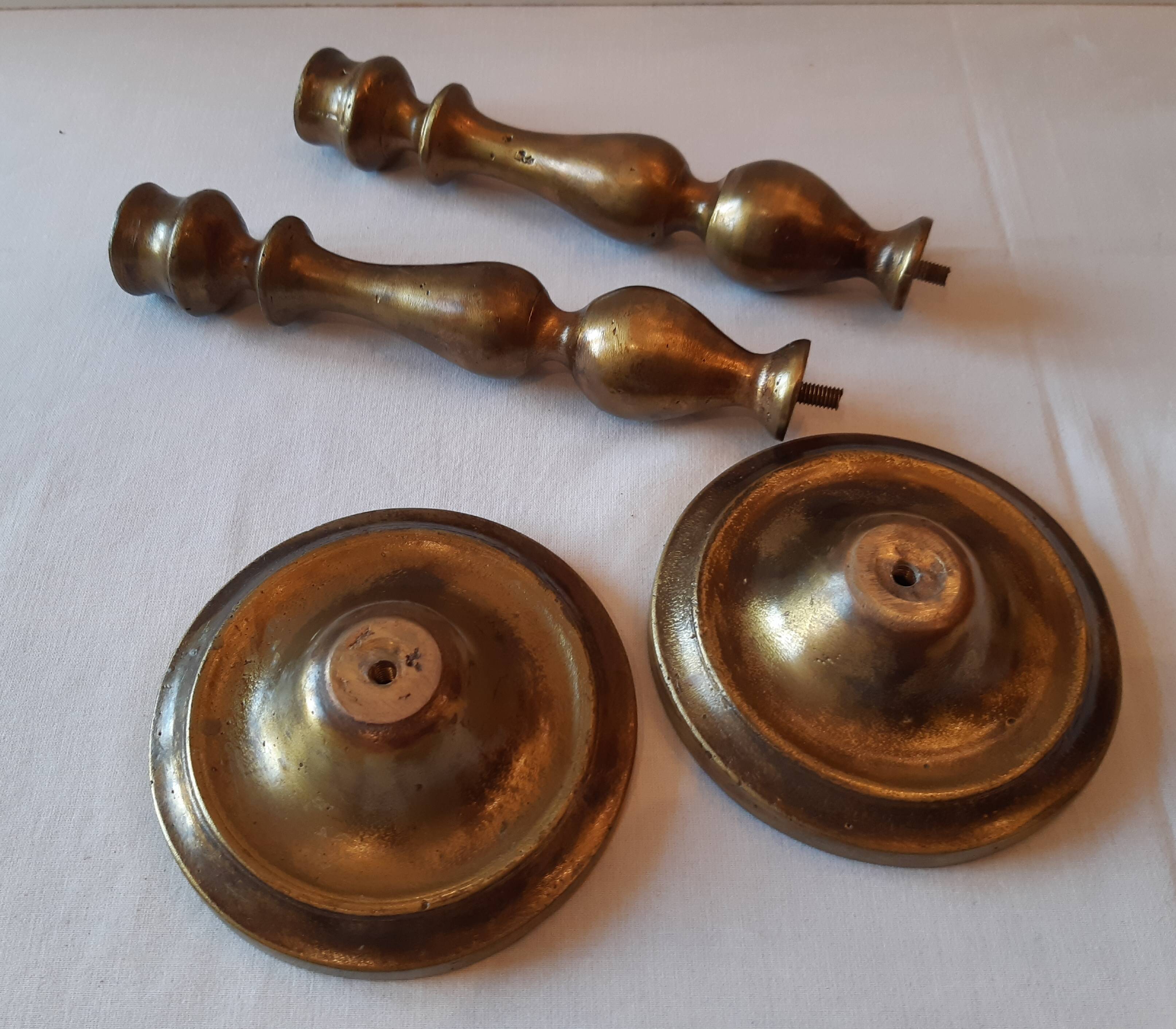 Lot of 2 old bronze candlesticks