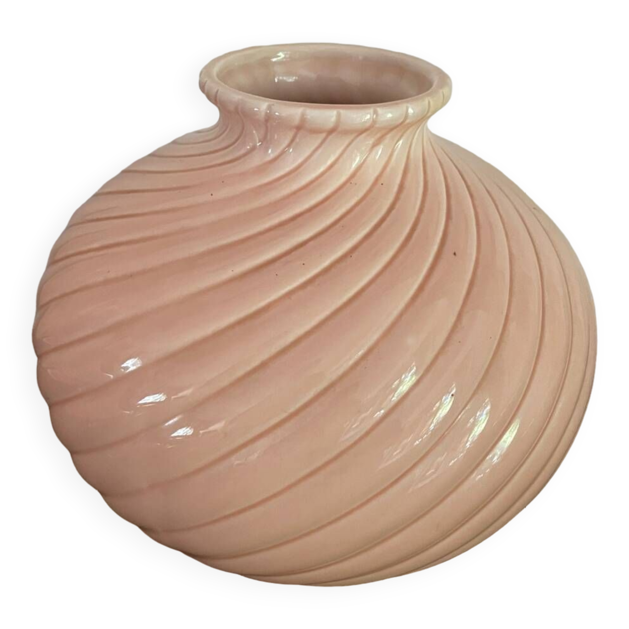 Powder pink art deco ball vase