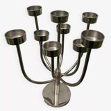Silver metal candlestick with 8 stainless steel branches