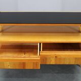 1960s Czechoslovakian Maple TV Rack with Drawers and Glass Top