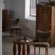 Modern Danish mid-century table, made of oak with spiral turned legs and a glass top, 1950s.