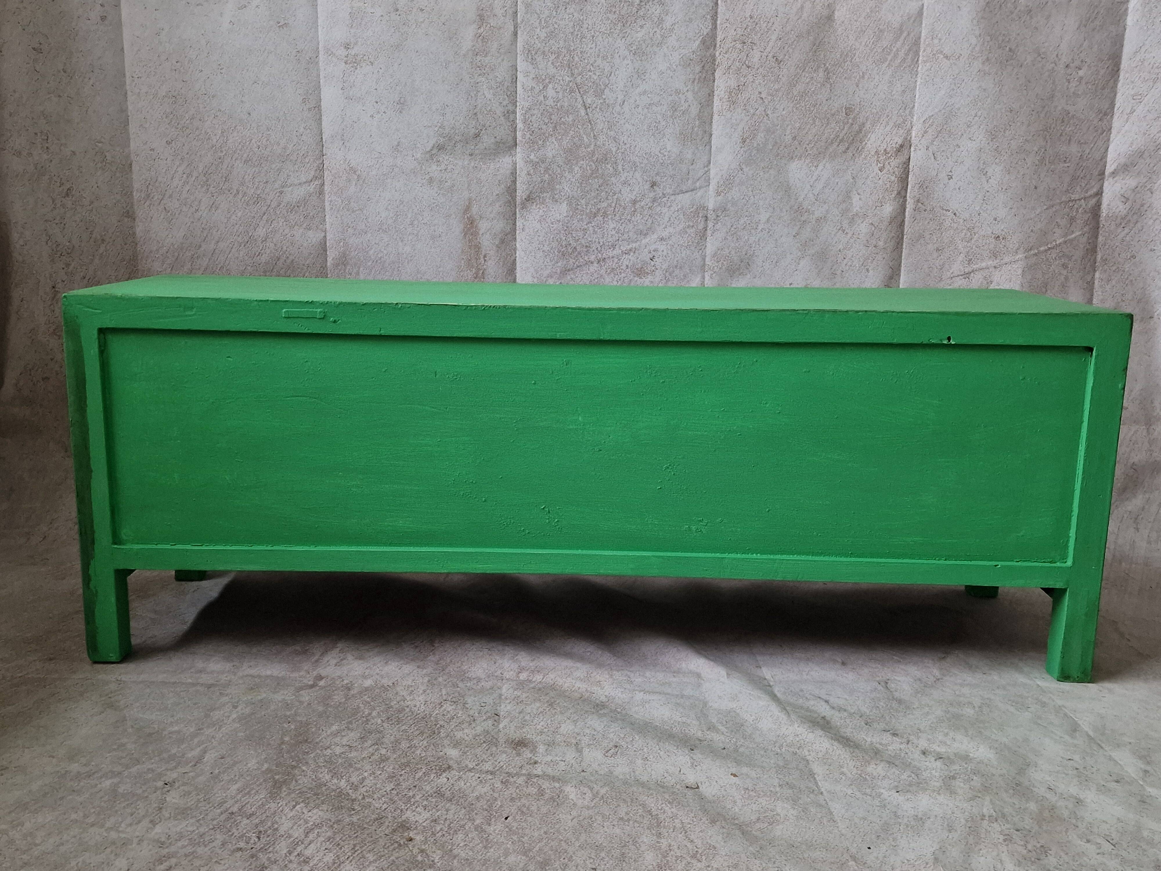Small low buffet / TV cabinet in green patina