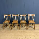 Set of four painted Dutch kitchen chairs.