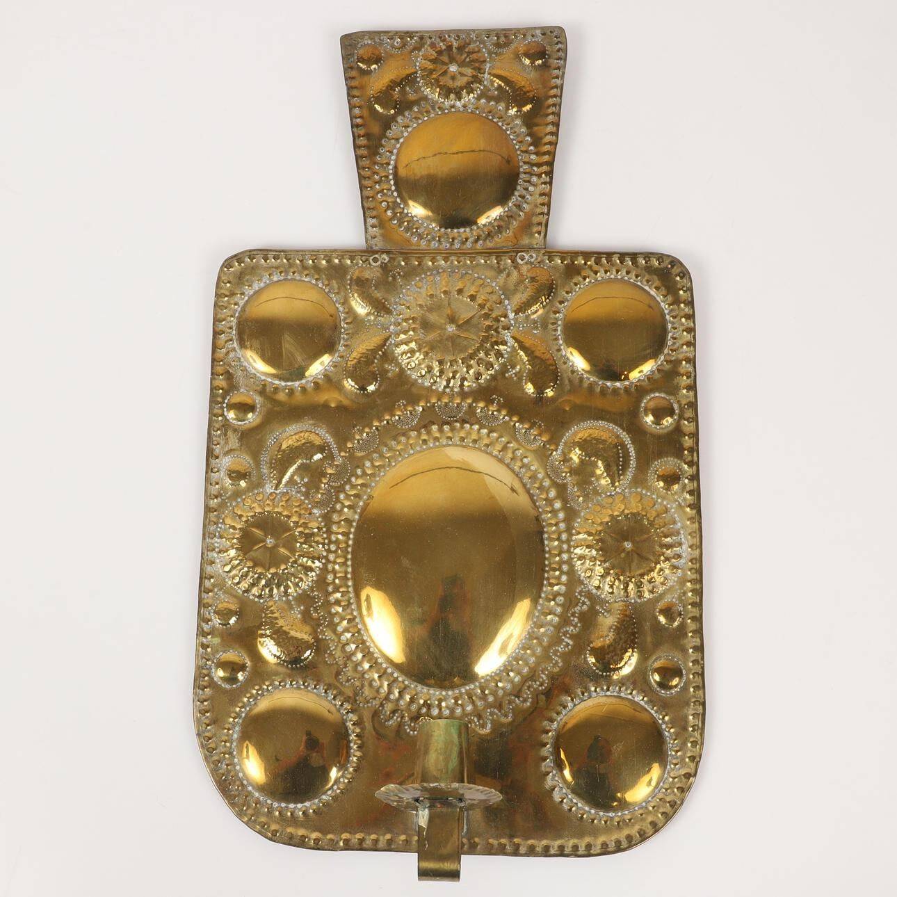 Pair of large baroque-style brass wall sconces, Swedish mid-century