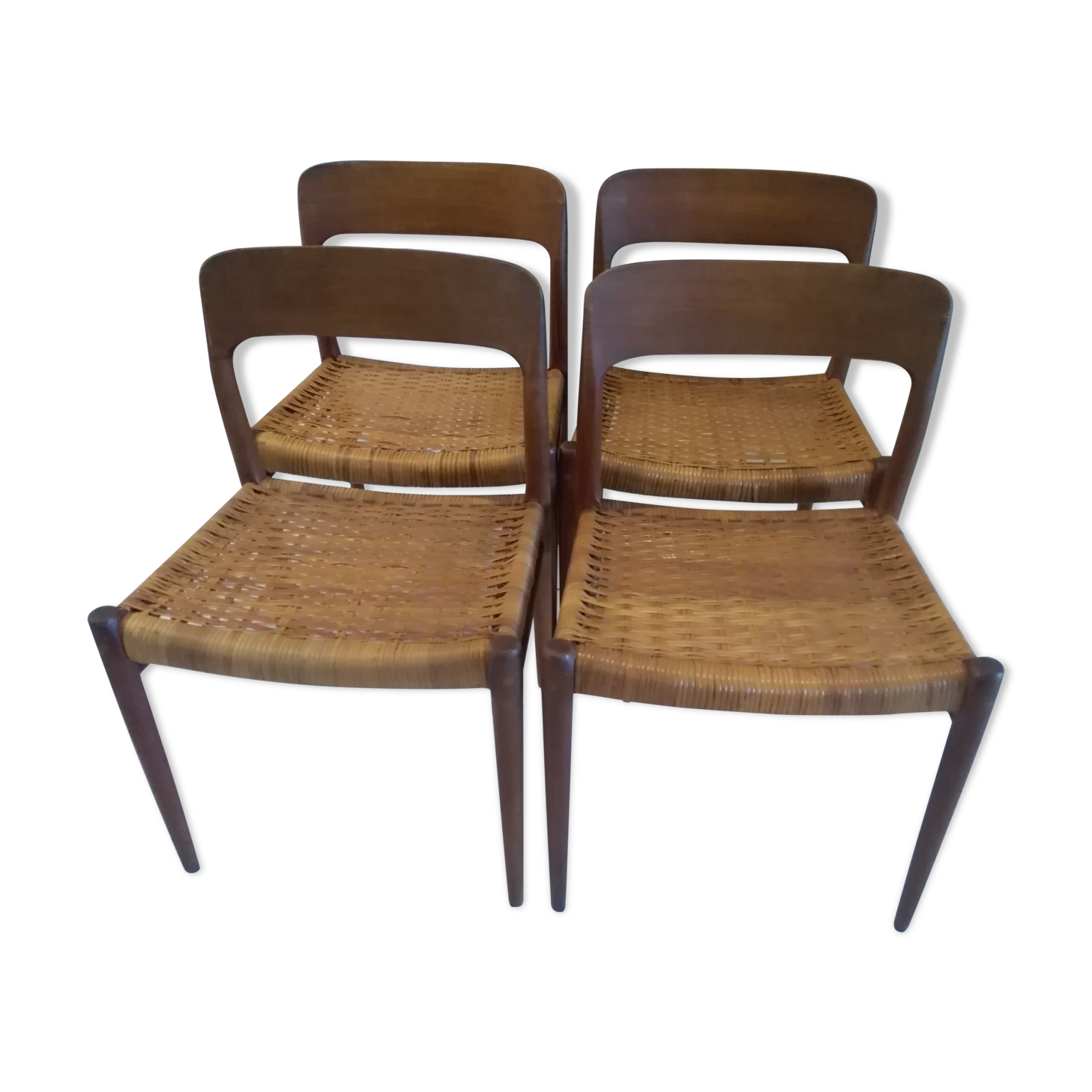 Designer Niels Otto Moller 1960's Suite of 4 Scandinavian Chairs