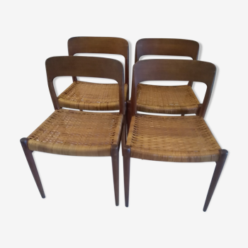 Designer Niels Otto Moller 1960's Suite of 4 Scandinavian Chairs