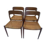Designer Niels Otto Moller 1960's Suite of 4 Scandinavian Chairs