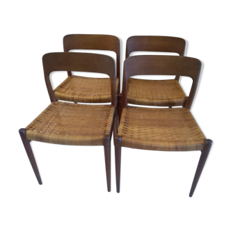 Designer Niels Otto Moller 1960's Suite of 4 Scandinavian Chairs