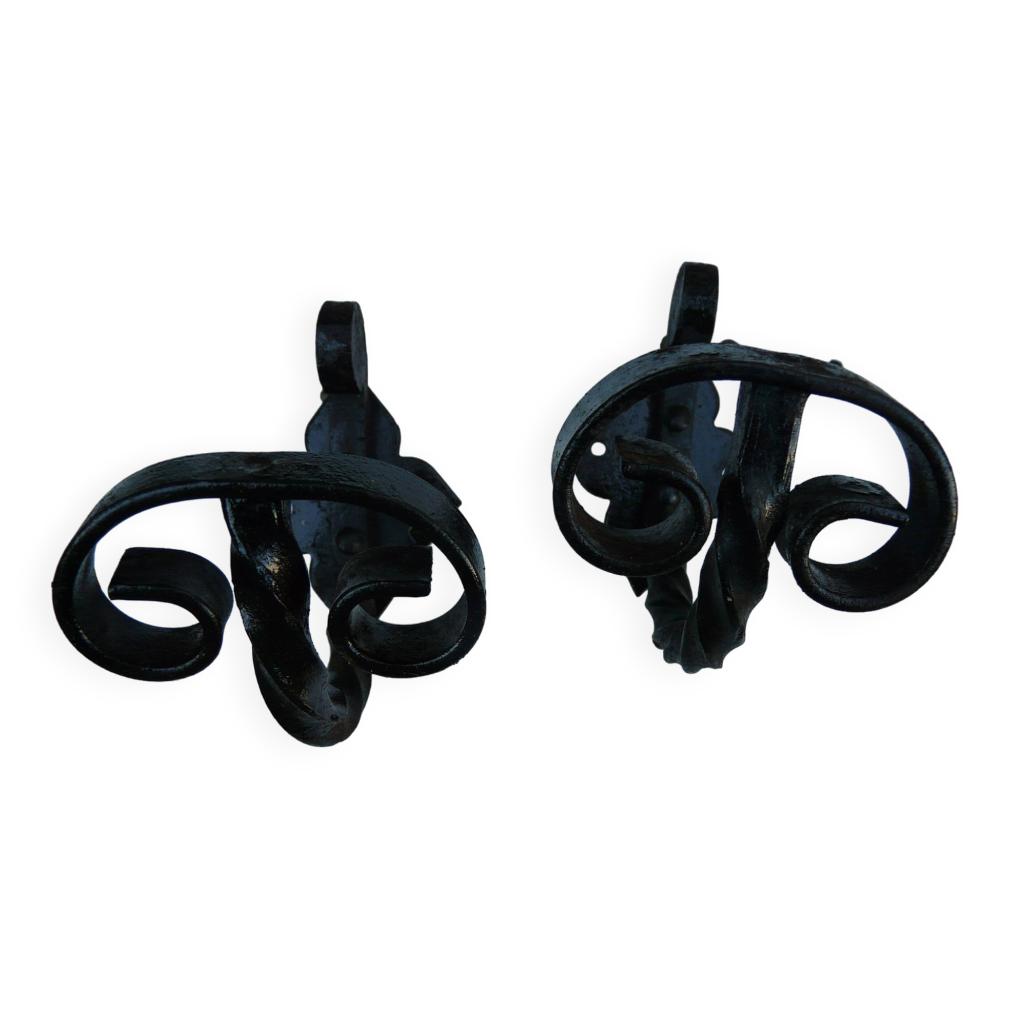 Pair of wrought iron wall hooks
