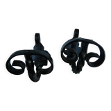 Pair of wrought iron wall hooks