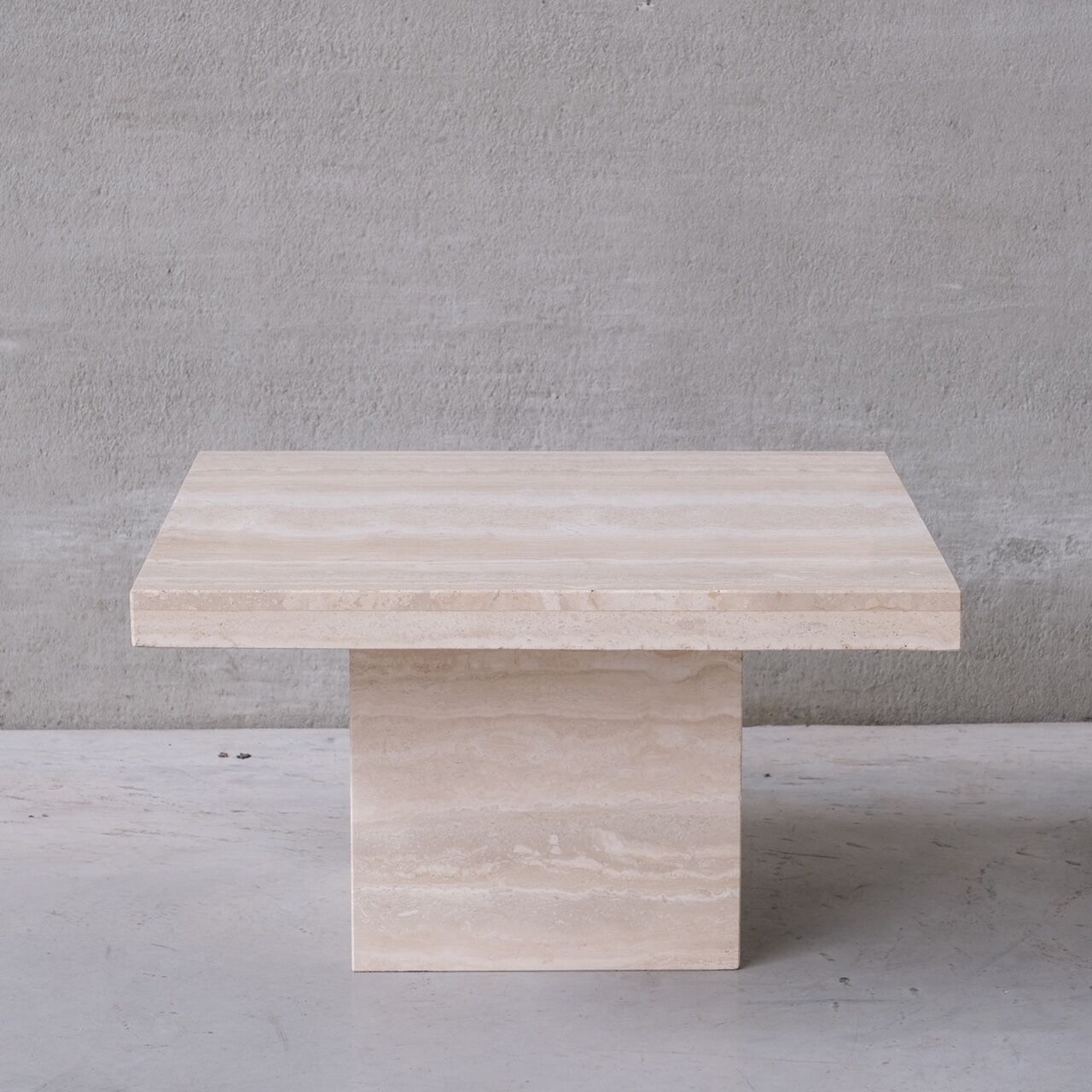Travertine belgium mid-century square coffee table