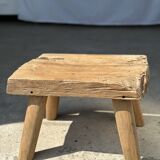 Small side table or stool in four-legged blond teak H:30 L43 l30
