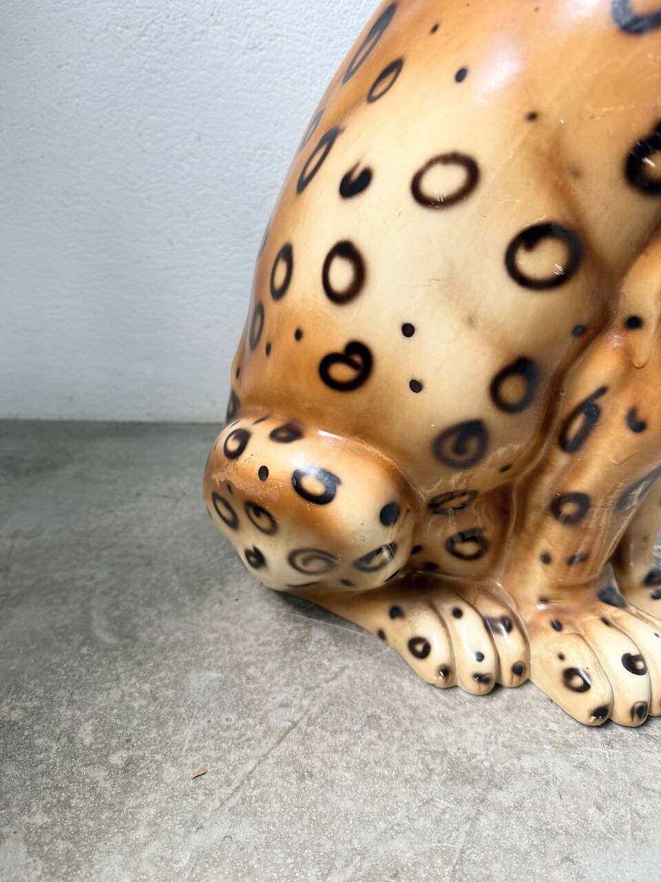 XL Italian ceramic leopard sculpture statue 1970
