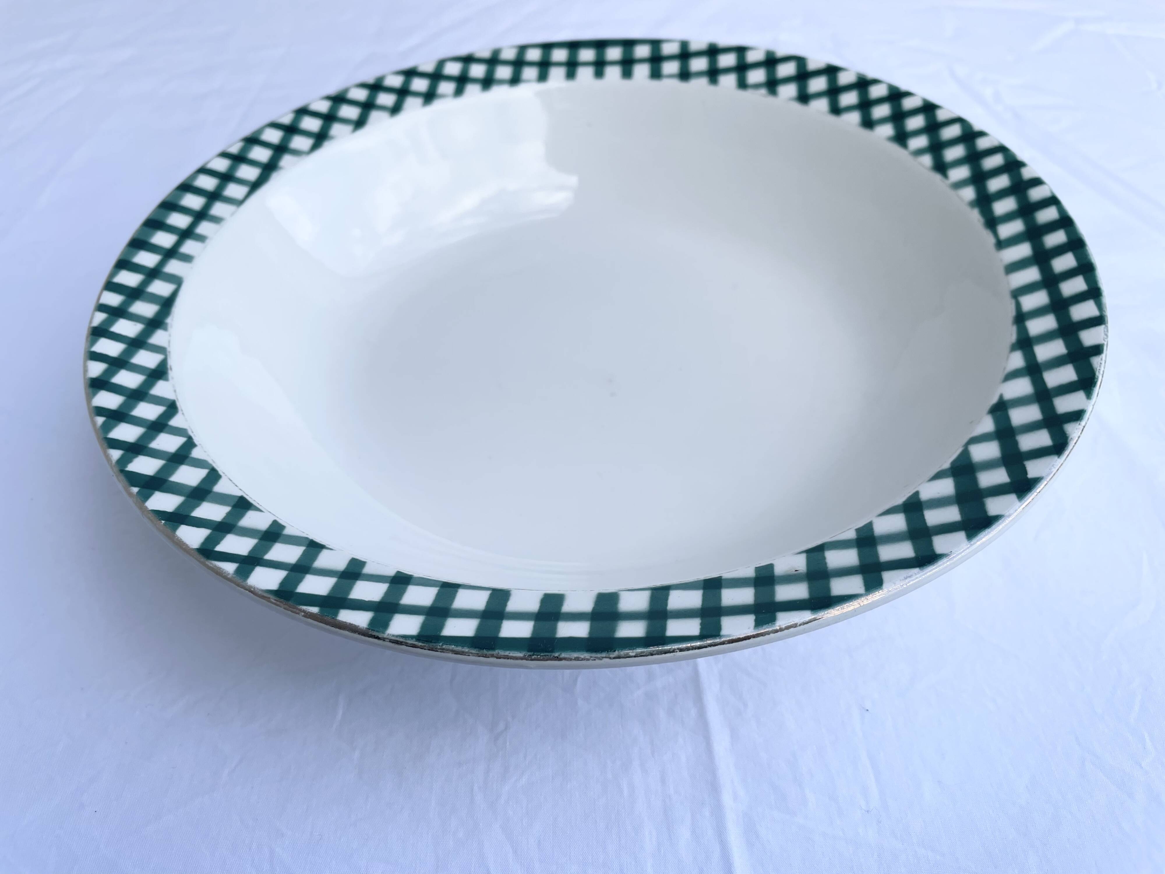 Serving dish Digoin & Sarreguemines "Scottish" pine green and gold years