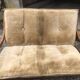 2-seater rattan sofa with vintage velvet cushions from the 70s