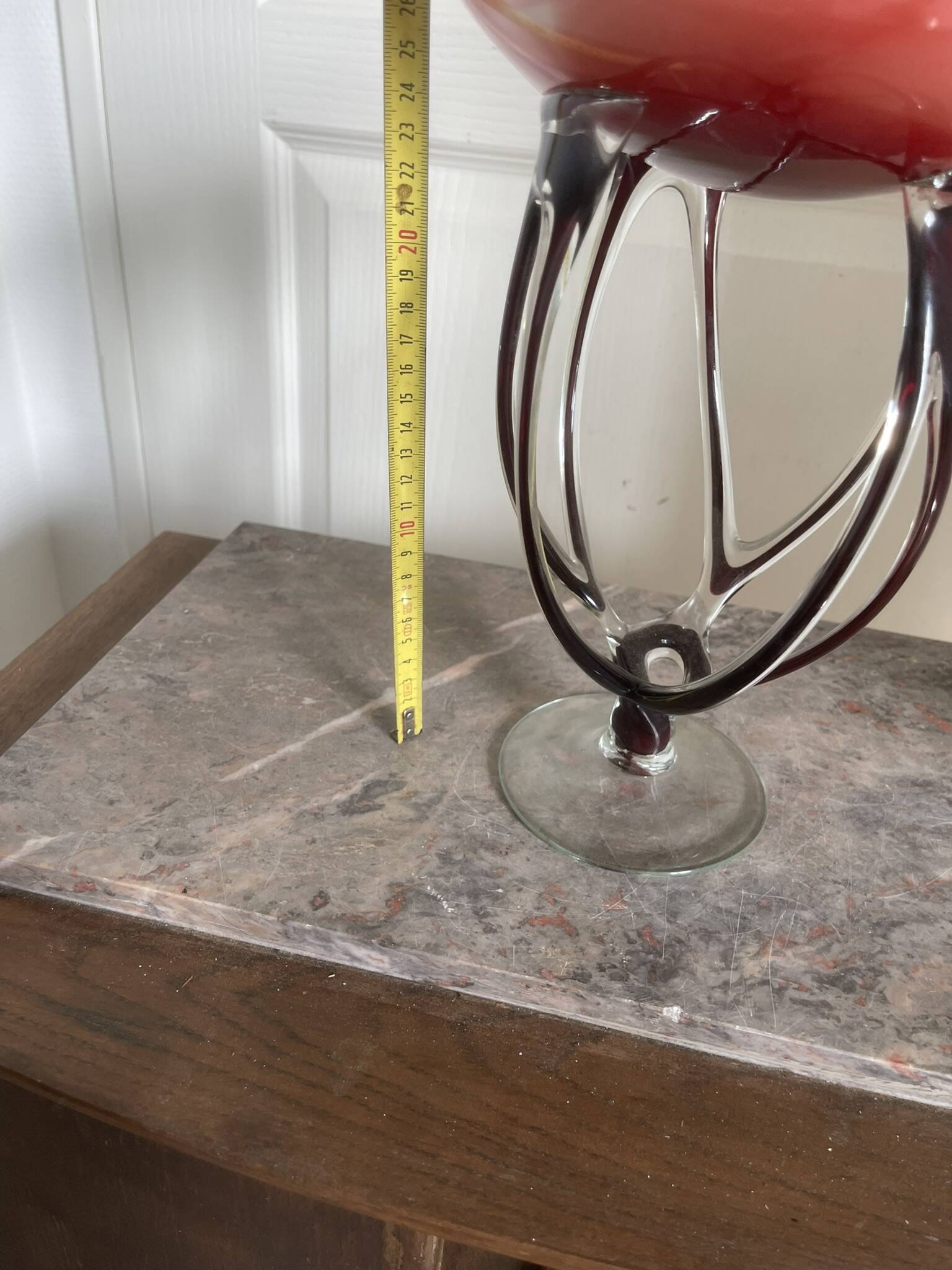 Antique Medusa Red Cup Vase Jozefina Krosno Octopus Blown Glass 30CM