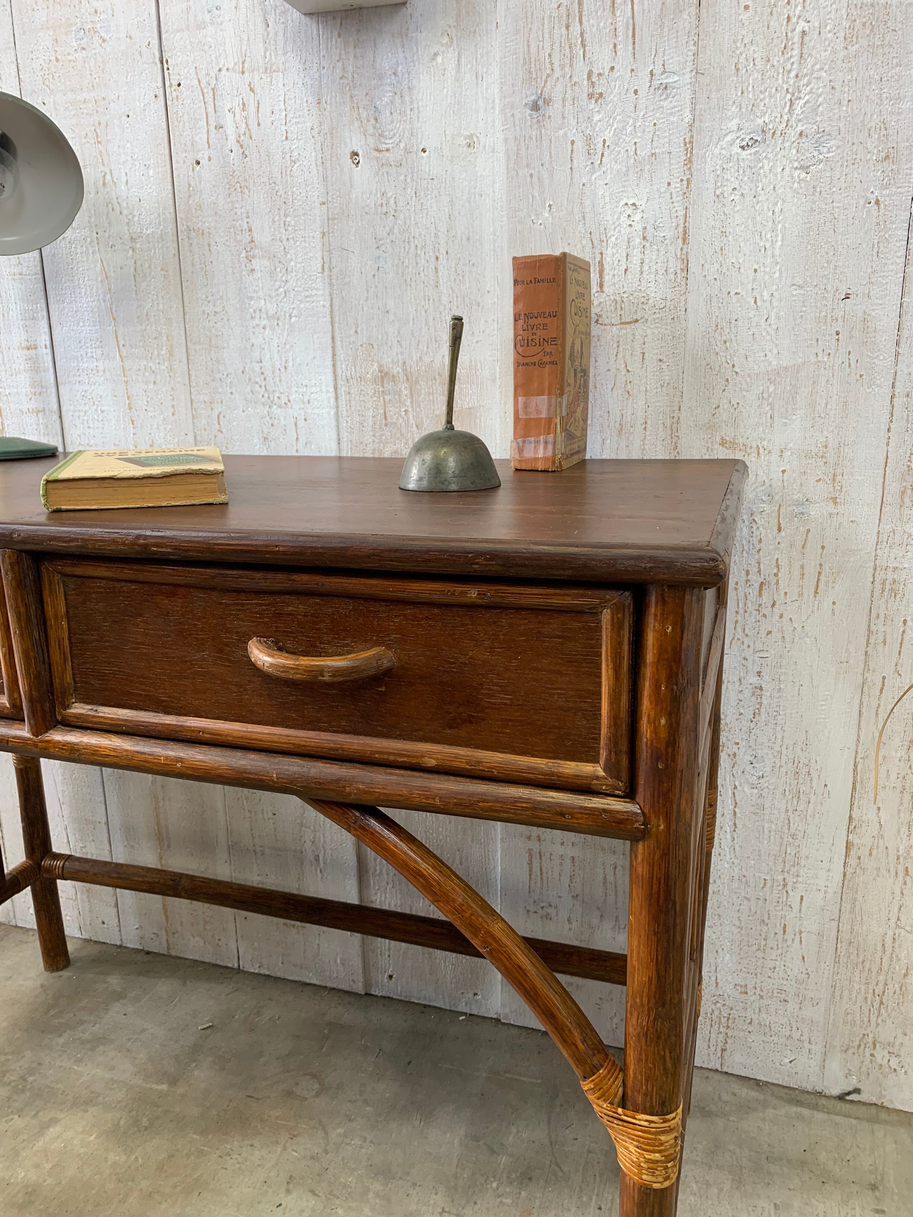 Rattan console/desk