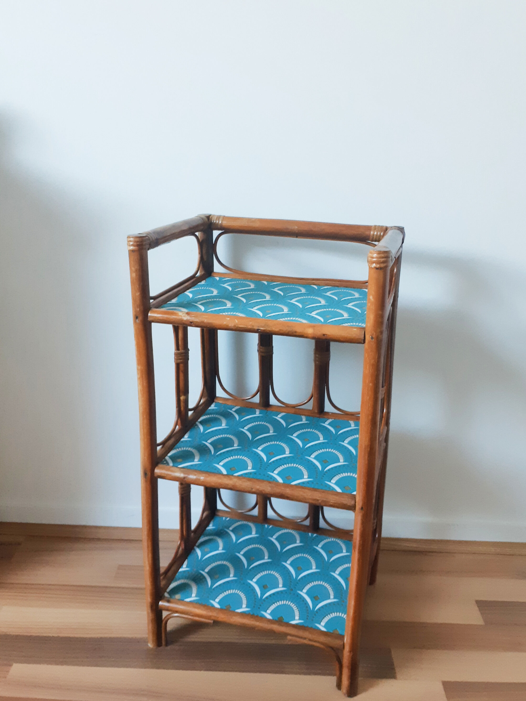 Rattan / wicker shelf, vintage, 50s