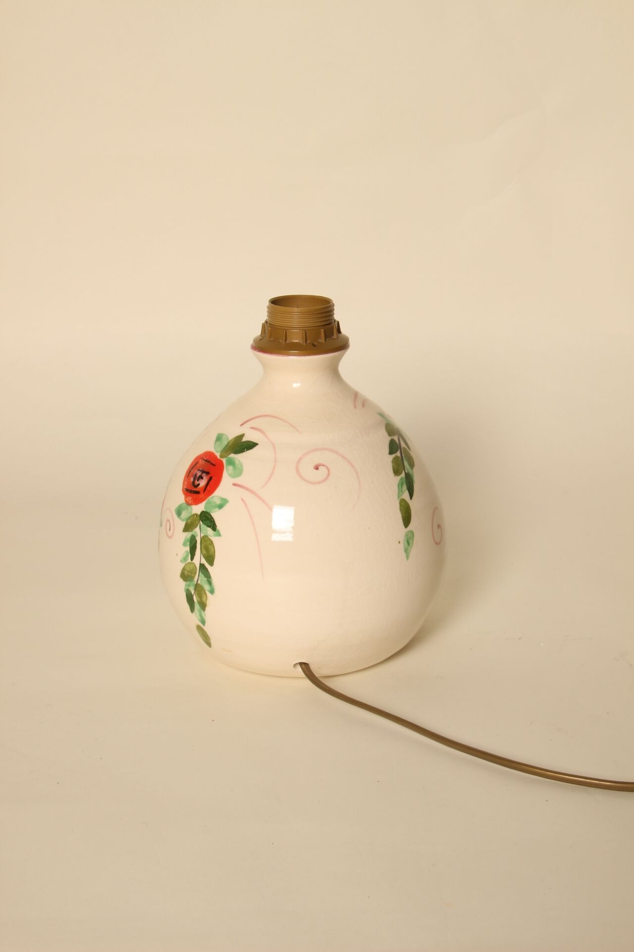 Ceramic lamp base with floral patterns