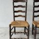 Chaise style campagnard bois massif et paille 1950
