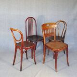 Set of 4 Thonet and Mundus Bistrot chairs 1910 to 1930