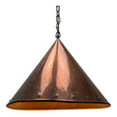 Conical suspended copper pendant by E.S Horn Aalestrup, Denmark 1950
