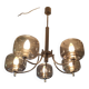70s chandelier, smoked glass globe, 5 lights