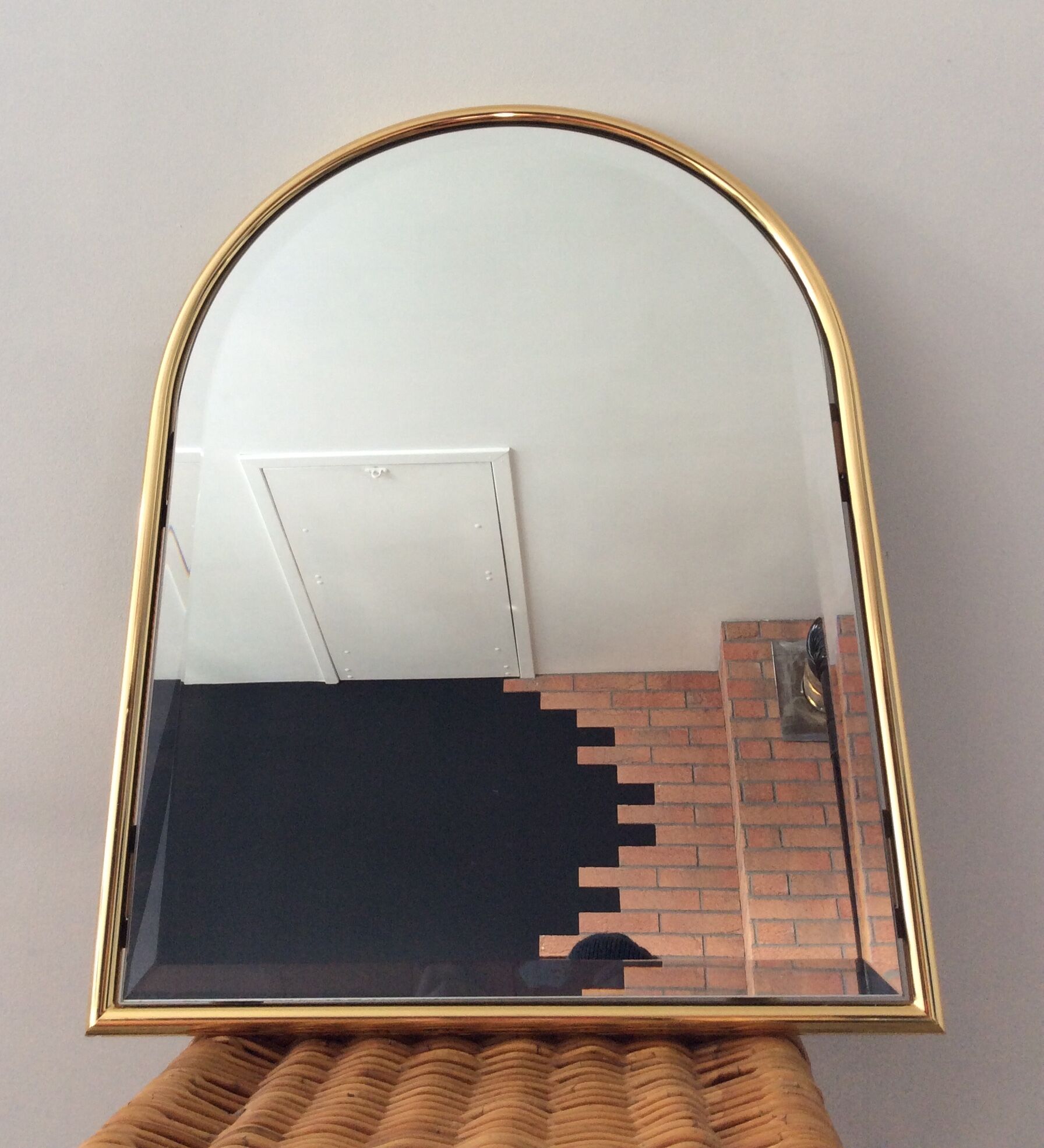 Rengency-style gold brass mirror from the 70s and 80s 45x58cm