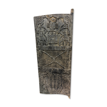 Porte africaine en bois sculpté de l'ethnie senoufo de Côte d'Ivoire