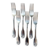6 fourchettes Christofle en métal argenté, décor coquille