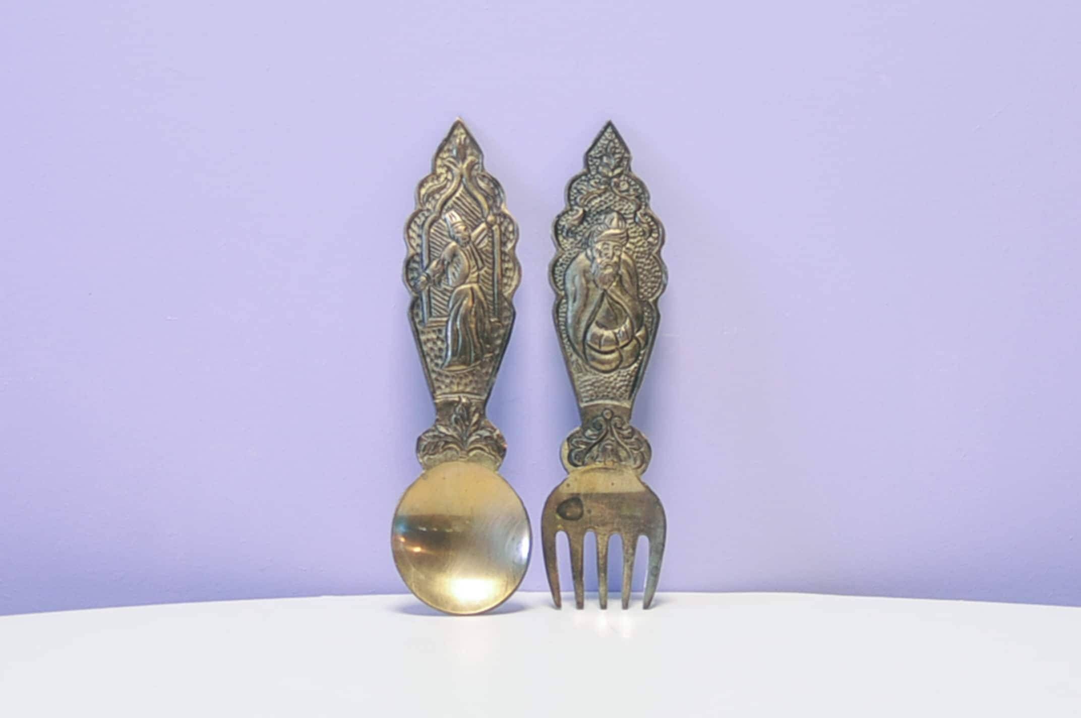 Vintage brass serving spoons