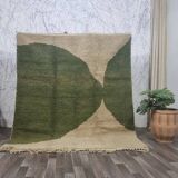Tapis Vert et blanc fait à la main 200x100cm