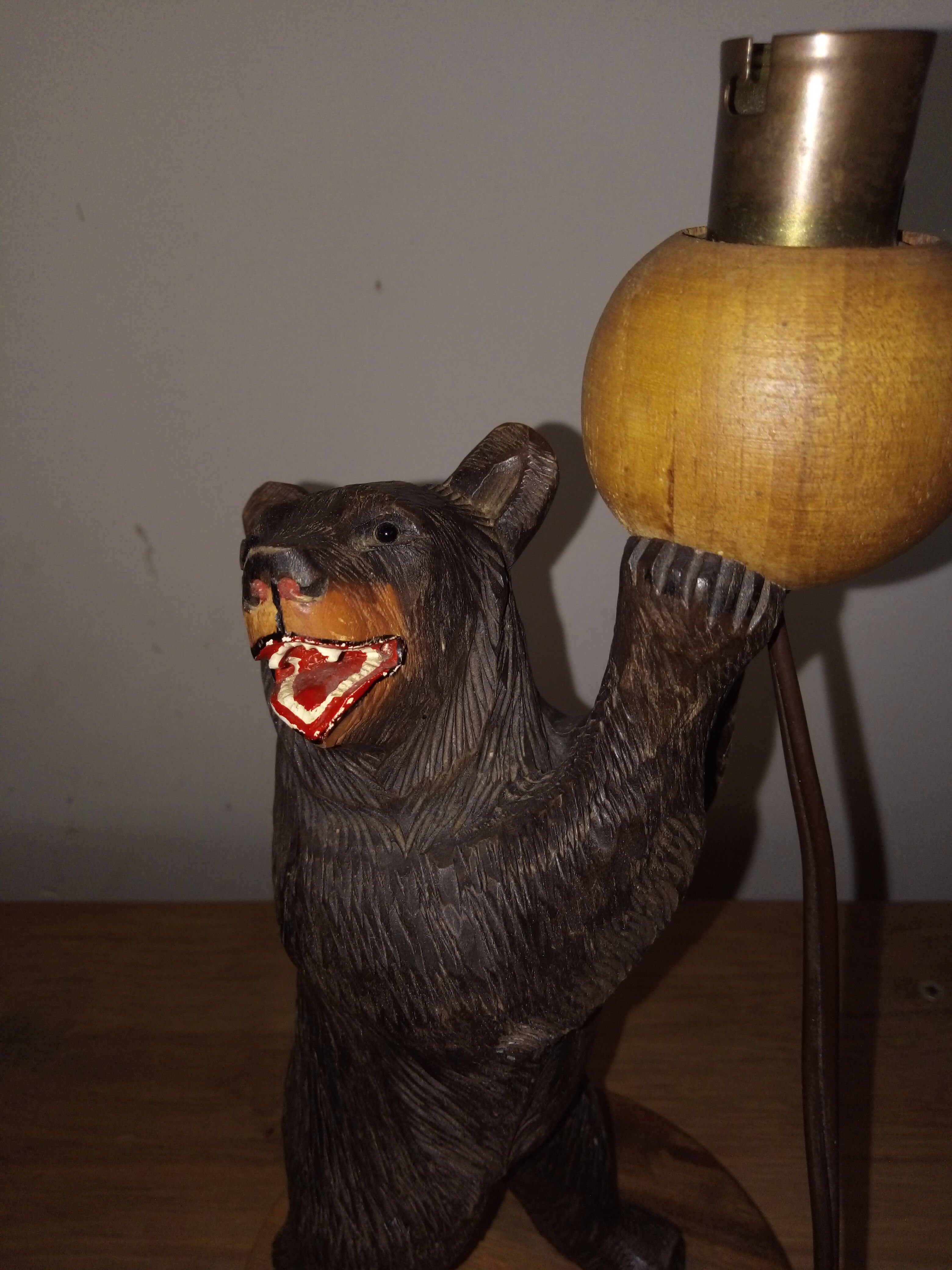 Wooden bear lamp, black forest