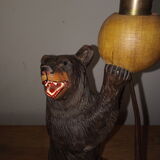 Lampe ours en bois, forêt noire