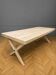 Very large industrial design table / sandblasted solid wood / L 242 cm