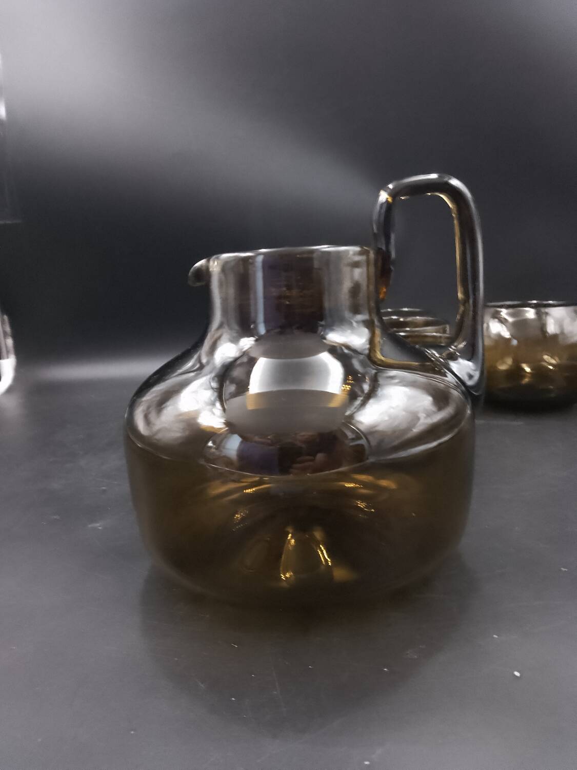 Claude Morin Dieulefit Orangeade Set Free Form Blown Glass 1970