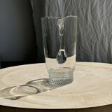 Carafe à anse en verre belle matière pied motifs billes de verre H21