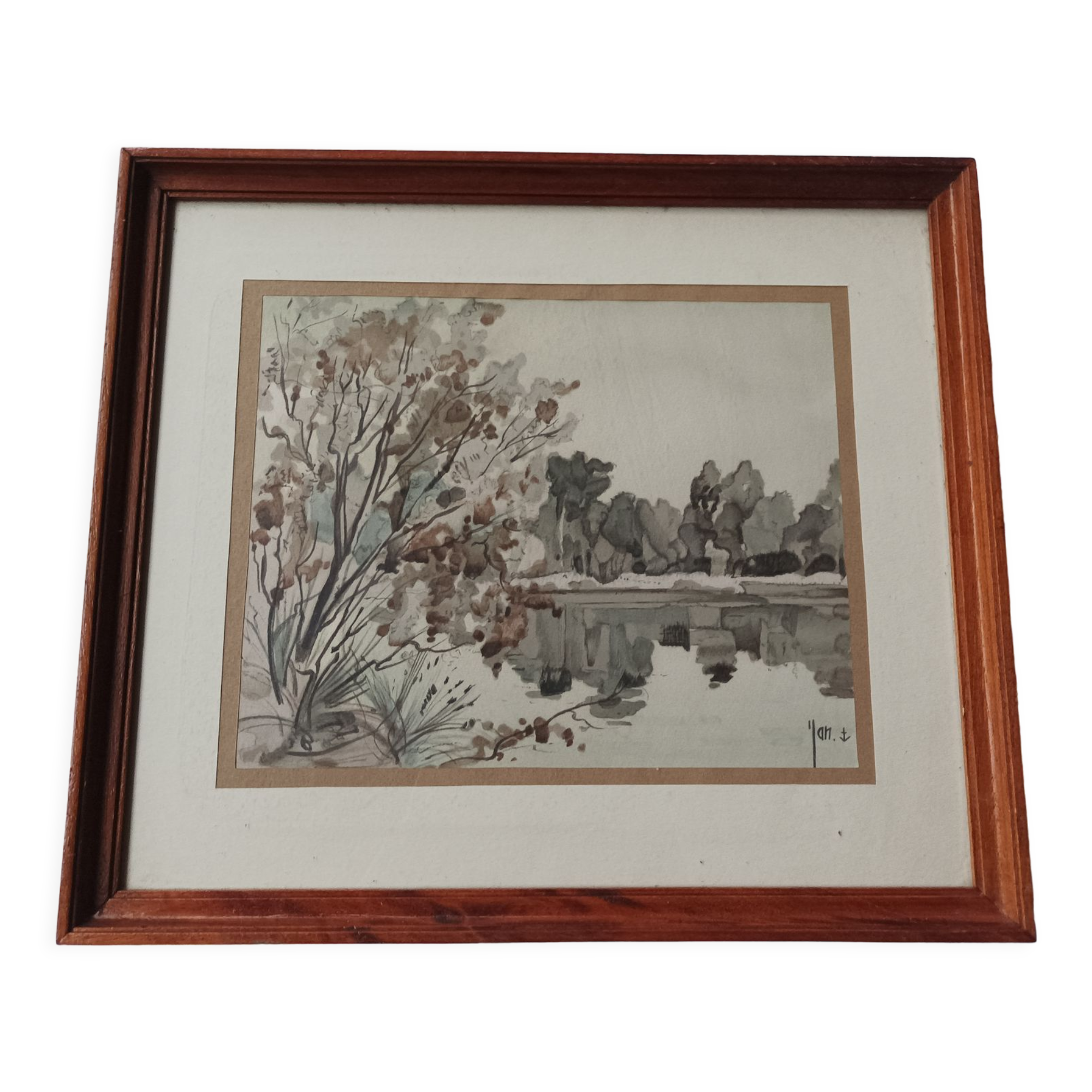 Watercolor landscape of Sologne