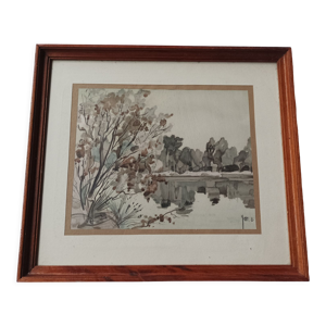 Aquarelle paysage de - sologne