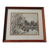 Watercolour landscape of Sologne