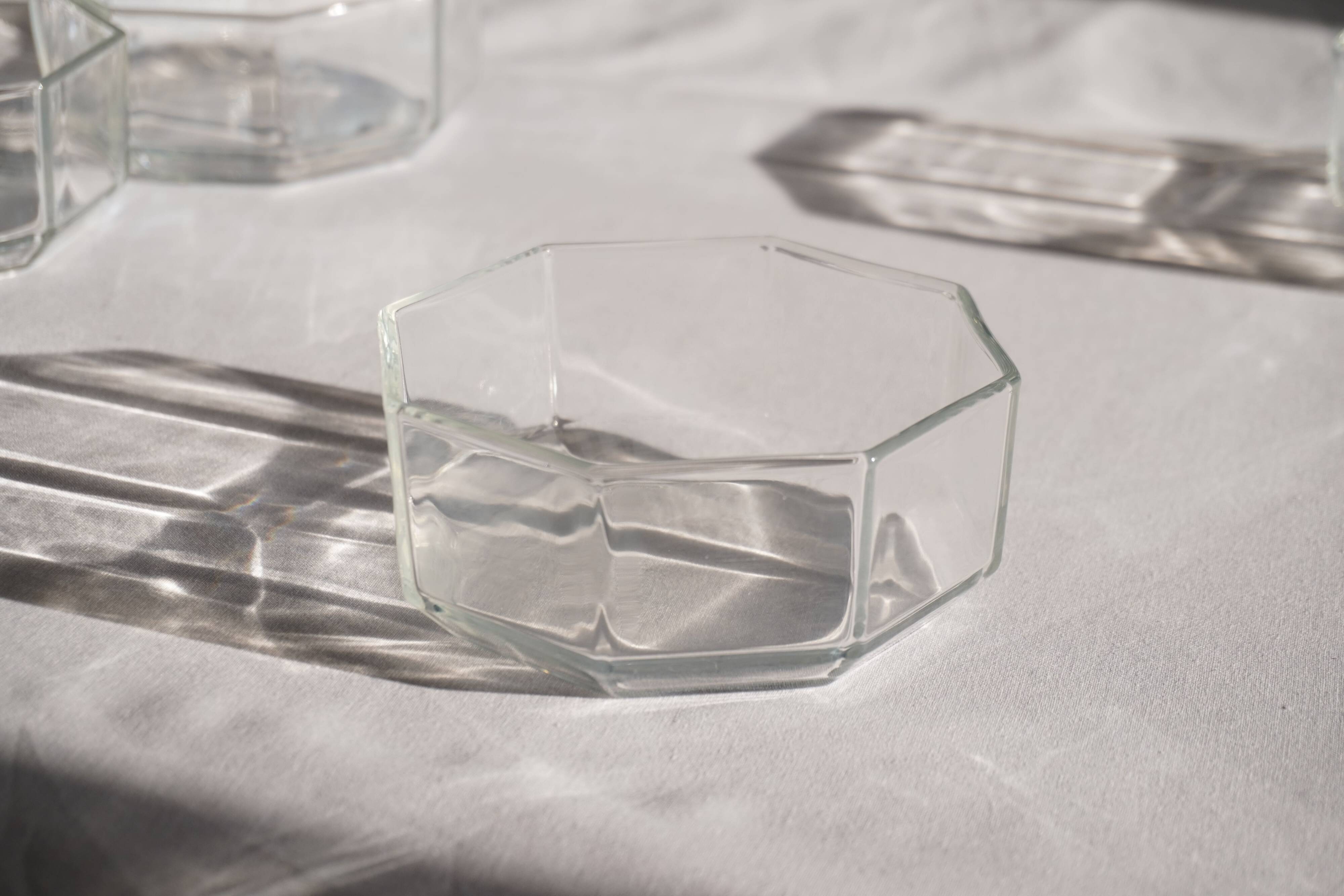 Set of 4 octagonal glass bowls/dishes, Arcoroc France